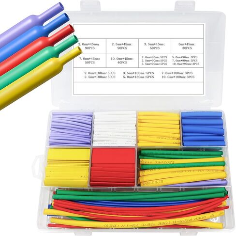 مجموعة أنابيب الانكماش الحراري 176 قطعة 2:1 باللون الأسود، 6 أحجام متنوعة من أكمام الكابلات الكهربائية، أنبوب الانكماش الحراري لحماية الكابل، مقاوم للحرارة ومقاوم للماء ومعزول mbox (لون) in Kuwait