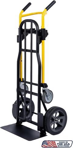 شاحنة يدوية Harper Trucks Kwik Shift 5-N-1، 1000 رطل، إطار أسود/مقبض أصفر in Kuwait