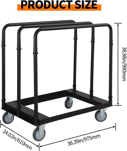 Steel Panel Truck, 1500 LBS Panel Dollies Cart with 5" Swivel Casters and Deck, Heavy-Duty Drywall Sheet Cart, Handling Wall Panel, Sheetrock, Lumber for Garage, Home, Warehouse in Kuwait