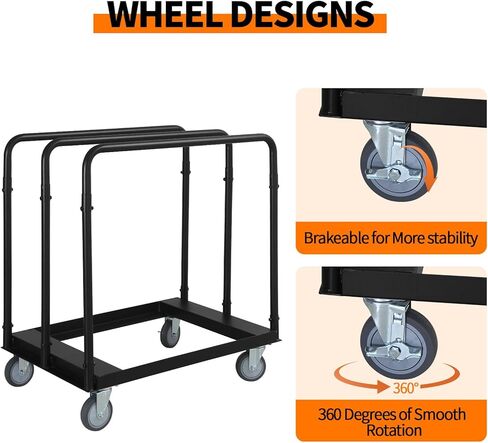 Steel Panel Truck, 1500 LBS Panel Dollies Cart with 5" Swivel Casters and Deck, Heavy-Duty Drywall Sheet Cart, Handling Wall Panel, Sheetrock, Lumber for Garage, Home, Warehouse in Kuwait