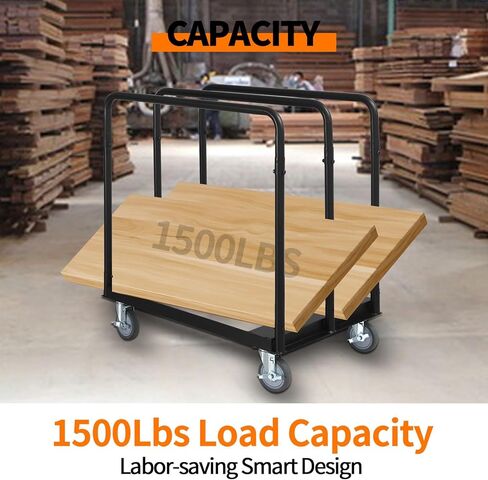 Steel Panel Truck, 1500 LBS Panel Dollies Cart with 5" Swivel Casters and Deck, Heavy-Duty Drywall Sheet Cart, Handling Wall Panel, Sheetrock, Lumber for Garage, Home, Warehouse in Kuwait