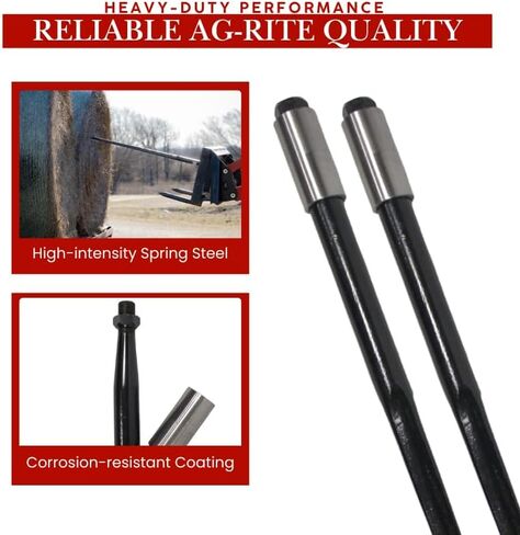 Ag Rite 2-Spear Premium Combo Conus 2 Bale Spears 43 بوصة | أكمام قابلة للحام بسعة 3350 رطل | ملحق مناولة التبن شديد التحمل | استخدام مزرعة بالات مستديرة ومربعة in Kuwait