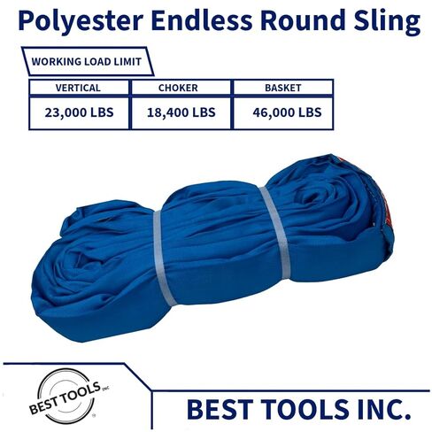 20FT Blue Polyester Round Sling, Heavy Duty Lifting Equipment, 23000 LBS Vertical Capacity BestToolsINC in Saudi Arabia