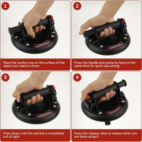 Glass Suction Cup Vacuum Lifter with Handle, 8 inch Practical Vacuum Suction Lifter, Supprot 350lbs Load Capacityfor Lifting Glass Tile Marble Without Electricity in Kuwait