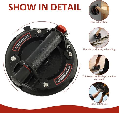 Glass Suction Cup Vacuum Lifter with Handle, 8 inch Practical Vacuum Suction Lifter, Supprot 350lbs Load Capacityfor Lifting Glass Tile Marble Without Electricity in Kuwait