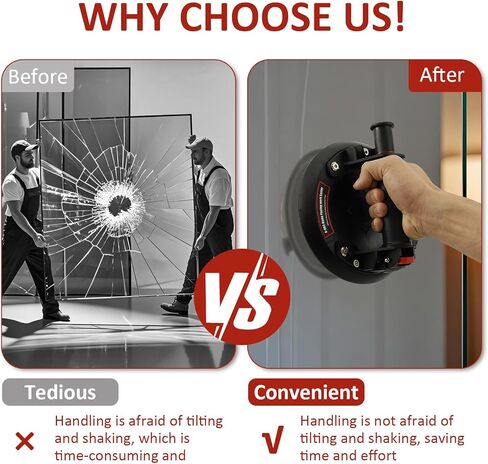 Glass Suction Cup Vacuum Lifter with Handle, 8 inch Practical Vacuum Suction Lifter, Supprot 350lbs Load Capacityfor Lifting Glass Tile Marble Without Electricity in Kuwait