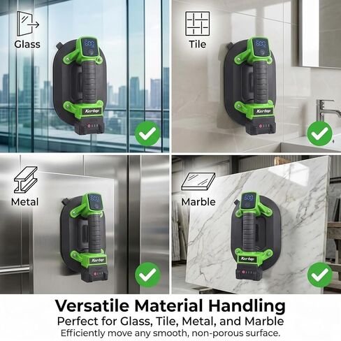 Heavy Duty Suction Cups for Glass Lifting, 600LBS Battery Powered Suction Tool with Digital Display, 4x2400mAh Batteries, Electric Lifter for Granite, Tile, Metal, Large Glass in Kuwait