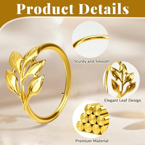 12 Pcs Gold Napkin Rings Set, Metal Fall Leaf Napkin Ring Holders for Christmas Thanksgiving Valentine Wedding Birthday Party Festive Dinner Banquet Table Decorations in Kuwait