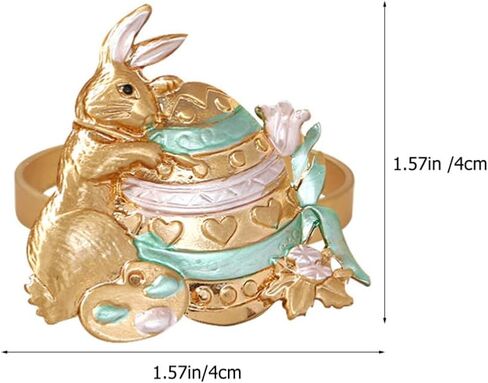 Tofficu 6Pcs Easter Napkin Rings Bunny Napkin Holder Metal Napkin Buckles Serviette Ring for Easter Party Banquet Dinner Spring Table Decoration in Saudi Arabia
