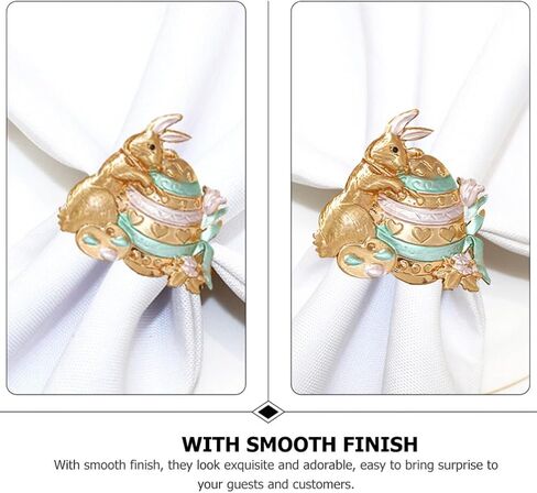 Tofficu 6Pcs Easter Napkin Rings Bunny Napkin Holder Metal Napkin Buckles Serviette Ring for Easter Party Banquet Dinner Spring Table Decoration in Saudi Arabia