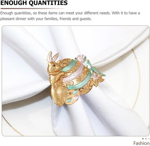 Tofficu 6Pcs Easter Napkin Rings Bunny Napkin Holder Metal Napkin Buckles Serviette Ring for Easter Party Banquet Dinner Spring Table Decoration in Saudi Arabia