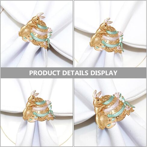 Tofficu 6Pcs Easter Napkin Rings Bunny Napkin Holder Metal Napkin Buckles Serviette Ring for Easter Party Banquet Dinner Spring Table Decoration in Saudi Arabia