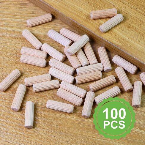 دبابيس وتد خشبية مقاس 5/16 بوصة × 1 بوصة، قضبان وتد خشبية مخددة FoDau770، أوتاد وتد من خشب الزان الطبيعي للحرف اليدوية وأعمال النجارة والأثاث DIY - 100 قطعة in Kuwait