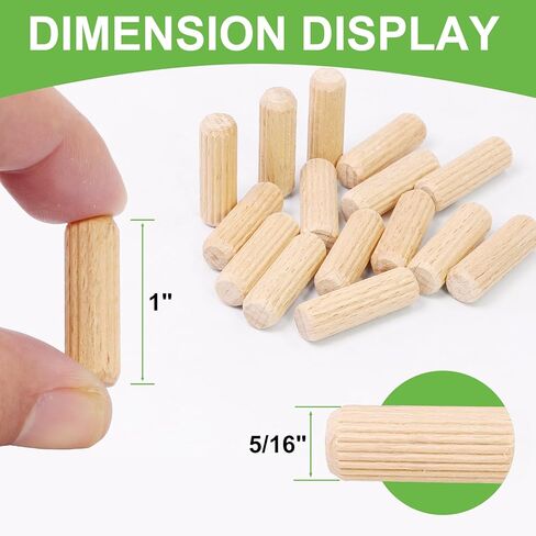 دبابيس وتد خشبية مقاس 5/16 بوصة × 1 بوصة، قضبان وتد خشبية مخددة FoDau770، أوتاد وتد من خشب الزان الطبيعي للحرف اليدوية وأعمال النجارة والأثاث DIY - 100 قطعة in Kuwait
