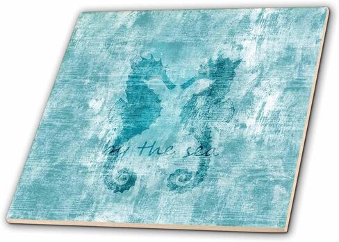 3Drose Aqua Nautical Beach Sea Horses - Tile Ceramic ، 12 "(CT_213039_4) in Saudi Arabia