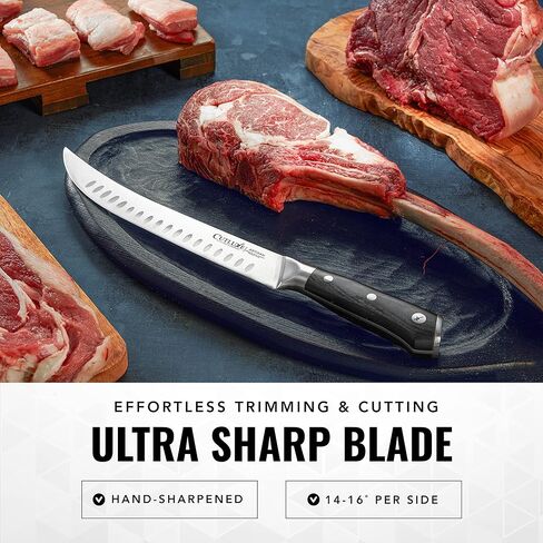 Cutluxe Butcher Knife – 10″ Cimeter Breaking Knife, Razor Sharp Forged High Carbon German Steel, Full Tang Meat Carving Knife, Ergonomic Handle Design, Grilling Gifts for Men – Artisan Series in Saudi Arabia
