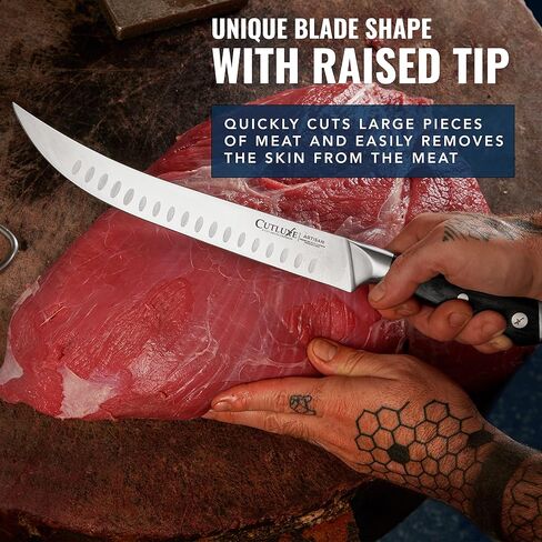 Cutluxe Butcher Knife – 10″ Cimeter Breaking Knife, Razor Sharp Forged High Carbon German Steel, Full Tang Meat Carving Knife, Ergonomic Handle Design, Grilling Gifts for Men – Artisan Series in Saudi Arabia
