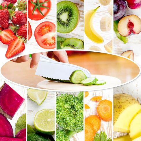 4 Pcs Kids Knife Set, Kids Kitchen Knife with Crinkle Cutter, Serrated Edges Plastic Toddler Chef Knife for Real Cooking & Cutting Fruit Bread in Kuwait