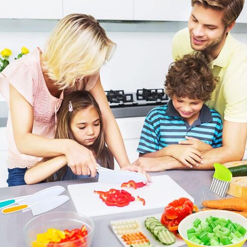 4 Pcs Kids Knife Set, Kids Kitchen Knife with Crinkle Cutter, Serrated Edges Plastic Toddler Chef Knife for Real Cooking & Cutting Fruit Bread in Kuwait