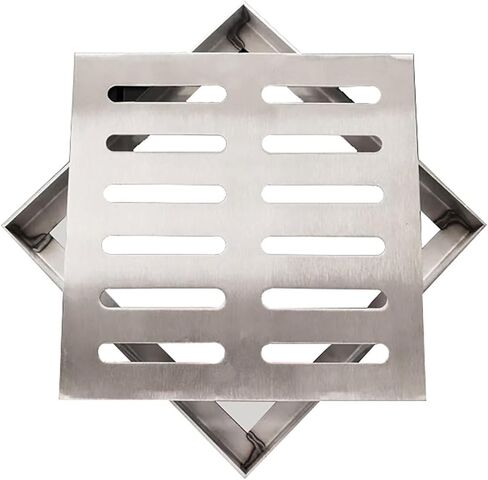 1pc 304 SS Square Trench Drain Cover with Removable Frame - Drainage Grating for Concrete, Catch Basin, and Channel(10x2cm) in Kuwait