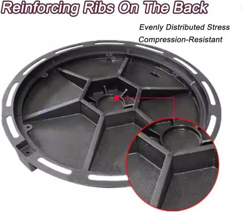 Heavy-Duty Round Cast Iron Drain Grate, B125 Class, Reinforced Anti-Theft Design, Ideal for Driveways, Sidewalks & Concrete Floors - 80x90cm (31x35) in Kuwait