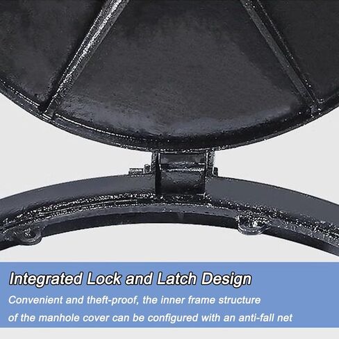 Heavy-Duty Round Cast Iron Drain Grate, B125 Class, Reinforced Anti-Theft Design, Ideal for Driveways, Sidewalks & Concrete Floors - 80x90cm (31x35) in Kuwait