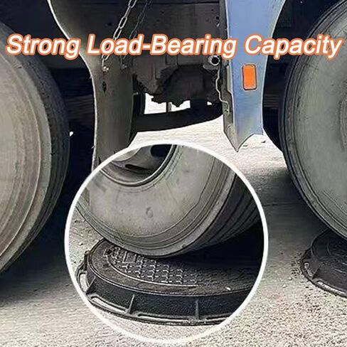 Heavy-Duty Round Cast Iron Drain Grate, B125 Class, Reinforced Anti-Theft Design, Ideal for Driveways, Sidewalks & Concrete Floors - 80x90cm (31x35) in Kuwait