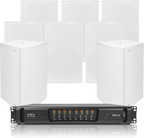 Sound Town Passive Installation Speaker System with Eight Installation Speakers, One 8-Ch Power Amplifier, for Meeting Room, Conference, Restaurant, Commercial Installation (ETI8X115W) in Saudi Arabia