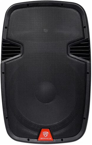 حزمة Rockville RAM15BT: مكبر صوت 15 بوصة قابل لإعادة الشحن بقدرة 800 وات / 200 وات RMS DJ PA، 2 ميكروفونات VHF لاسلكية، بلوتوث، حامل ثلاثي القوائم عالي التحمل RVES05 DJ PA، عنصران in Saudi Arabia