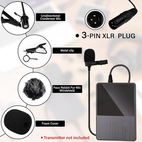 مجموعة ميكروفون XLR Lavalier مكونة من 4 قطع مكونة من 3 سنون، كابل ميكروفون متوازن بطول 6.56 قدم/2 متر، ميكروفون متعدد الاتجاهات مع مشابك، وزجاج أمامي من الإسفنج والفراء لخلاط الكاميرا ونظام PA لتسجيل الفيديو in Saudi Arabia