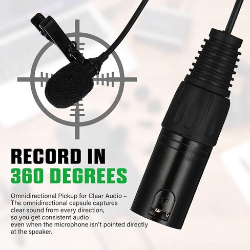 مجموعة ميكروفون XLR Lavalier مكونة من 4 قطع مكونة من 3 سنون، كابل ميكروفون متوازن بطول 6.56 قدم/2 متر، ميكروفون متعدد الاتجاهات مع مشابك، وزجاج أمامي من الإسفنج والفراء لخلاط الكاميرا ونظام PA لتسجيل الفيديو in Saudi Arabia