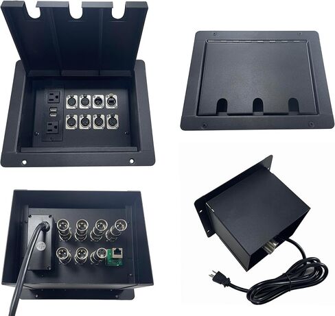 ProCraft Recessed Floor Pocket - High-Capacity Stage Pocket with A 2-Hole Lid; 1 Wired AC Outlet; and 6 XLR Female, 1 XLR Male, and 1 RJ45 Connectors in Kuwait