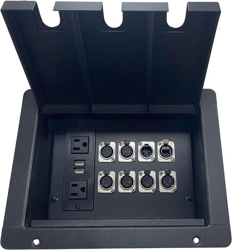 ProCraft Recessed Floor Pocket - High-Capacity Stage Pocket with A 2-Hole Lid; 1 Wired AC Outlet; and 6 XLR Female, 1 XLR Male, and 1 RJ45 Connectors in Kuwait