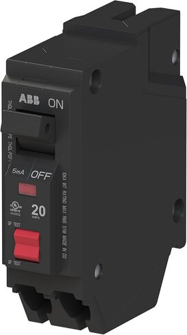 ABB Q-Line® THQL1120PGFT Ground Fault Circuit Breaker • 20 Amp Single-Pole Breaker • GFCI Protection • 120/240 VAC • 10 kAIC Interrupt Rating • Plug-On Neutral Breaker for Load Centers in Saudi Arabia