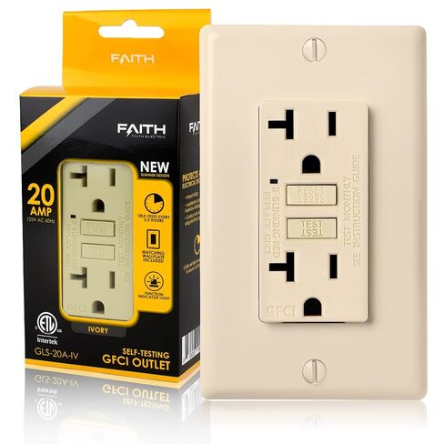 الإيمان [10 عبوات] منافذ 20A GFCI، مدرجة في قائمة ETL، أوعية GFI المزدوجة غير المقاومة للتلاعب مع مؤشر LED، قاطع دائرة الأعطال الأرضية للاختبار الذاتي مع لوحة حائط، عاجي، 10 قطع in Kuwait
