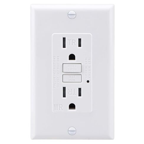 Baomain GFCI Outlet 15 Amp, Self-Test Tamper Resistant Indoor Receptacle with Indicator Light, Ground Fault Circuit Interrupter, UL Certified, Wallplate Included, White (1-Pack) in Kuwait