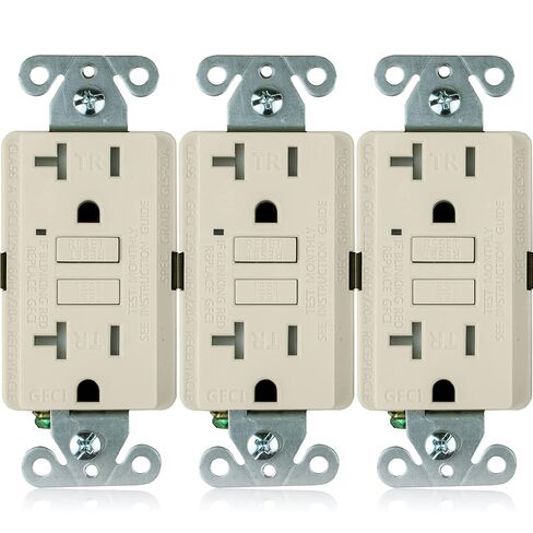 الإيمان [10 عبوات] منافذ 20A GFCI رفيعة، مدرجة في قائمة ETL، أوعية GFI المزدوجة المقاومة للتلاعب مع مؤشر LED، قاطع دائرة الأعطال الأرضية للاختبار الذاتي مع لوحة حائط، لوز خفيف، 10 قطع in Kuwait