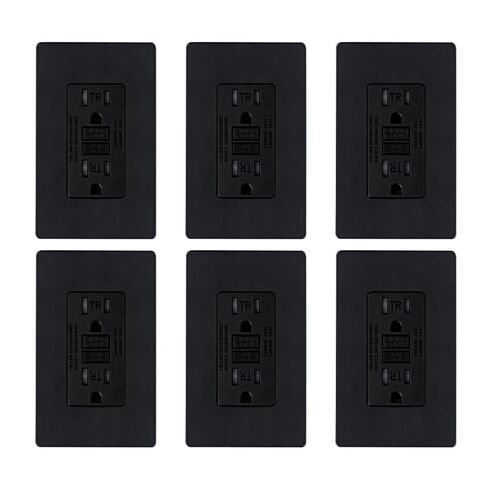 20 Amp GFCI Outlet, TR Tamper-Resisitant GFI Electrical Outlet with Thinner Design, Self-Test Ground Fault Circuit Interrupter with Screwless Wall Plate, UL Listed, Matte White, 6 Pack in Saudi Arabia