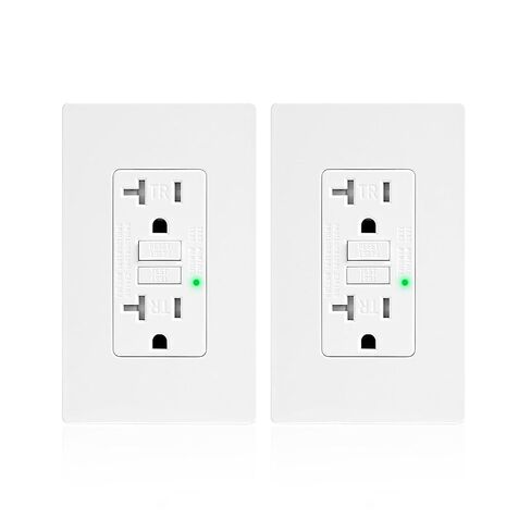 20 Amp GFCI Outlet, TR Tamper-Resisitant GFI Electrical Outlet with Thinner Design, Self-Test Ground Fault Circuit Interrupter with Screwless Wall Plate, UL Listed, Matte White, 6 Pack in Saudi Arabia
