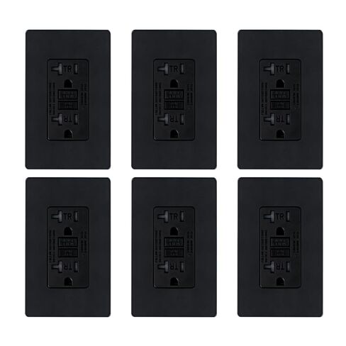 20 Amp GFCI Outlet, TR Tamper-Resisitant GFI Electrical Outlet with Thinner Design, Self-Test Ground Fault Circuit Interrupter with Screwless Wall Plate, UL Listed, Matte White, 6 Pack in Saudi Arabia