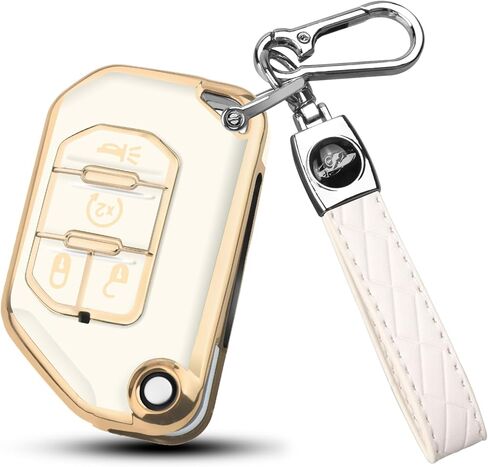 QBUC for Jeep Key Fob Cover with Keychain Flip Key Case for 2022 2021 2020 2019 2018 Jeep Wrangler Gladiator JLU JL Rubicon JT (Green) in Kuwait