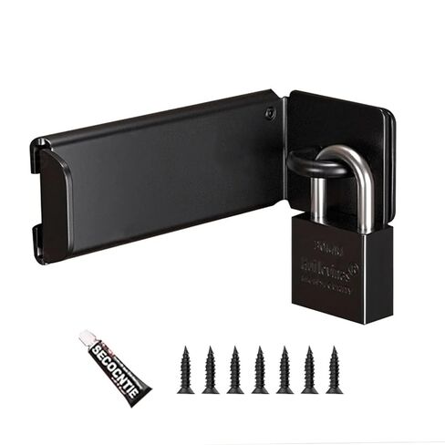 Stainless Steel Door Clasp Lock Right Latch 90 Degree Hasps Gate 1Pcs(Black Style 1) in Saudi Arabia