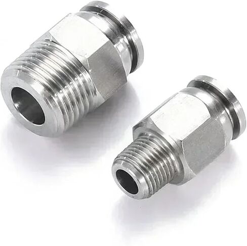 304 الفولاذ المقاوم للصدأ تركيبات الهواء اقتران سريع 4/6/8/10/12 مللي متر ذكر الموضوع M5 1/8 1/4 1/2 دفع في خرطوم موصلات هوائية 1 قطعة (6-04) in Kuwait