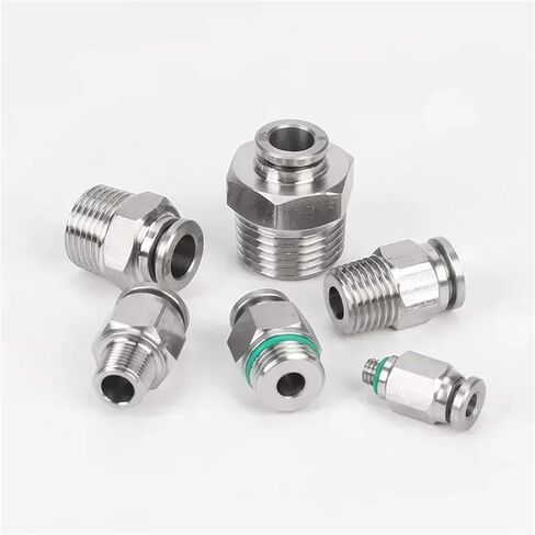 304 Stainless Steel Air Fittings Quick Coupling 4/6/8/10/12mm Male Thread M5 1/8 1/4 1/2 Push In Hose Pneumatic Connectors 1Pcs(6-04) in Saudi Arabia
