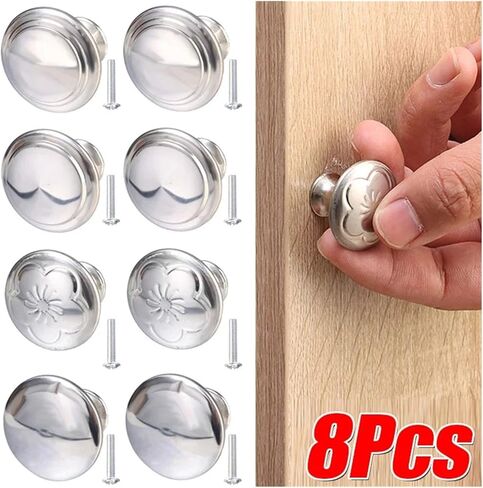 2-8Pcs Stainless Steel Drawer Knobs Cupboard Single-Hole Pull with Screws Furniture Hardware in Kuwait