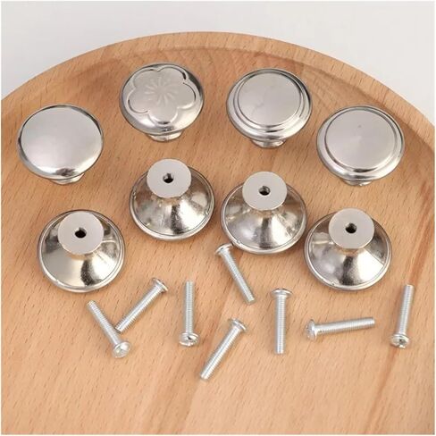 2-8Pcs Stainless Steel Drawer Knobs Cupboard Single-Hole Pull with Screws Furniture Hardware in Kuwait