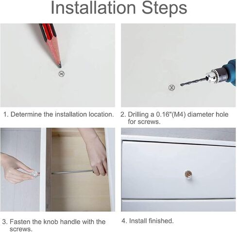 6 Pieces Crystal Aluminum Alloy Knobs, 30x31mm in Kuwait