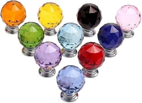 1PCS 30mm Colors Crystal Ball Shape Glass Knobs Cupboard Pulls Drawer Knobs Furniture Handle Hardware in Kuwait