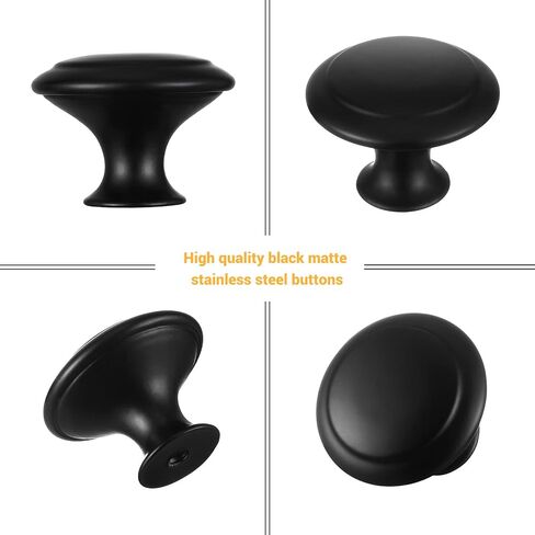 Cabinet Pulls, Closet Door knobs Round Matte Black Dresser Drawer Knobs Simple Cabinet Hardware in Kuwait