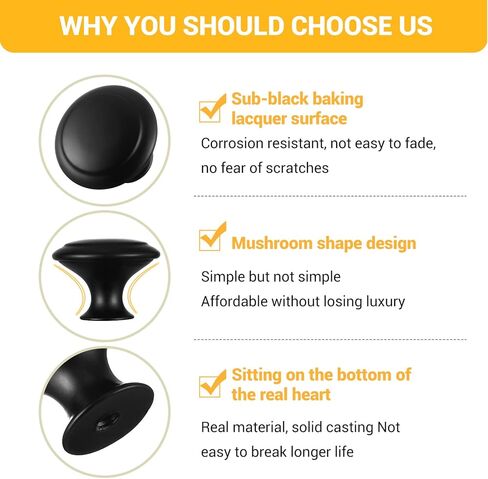 Cabinet Pulls, Closet Door knobs Round Matte Black Dresser Drawer Knobs Simple Cabinet Hardware in Kuwait